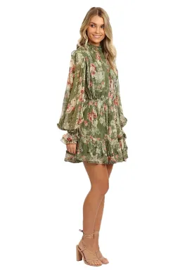 Hemant & Nandita Neem Mini Dress in Green Floral Size 10 for rent on The Volte - image 4