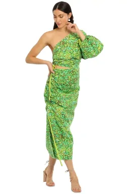Alemais Phyllis Asymmetric Midi Dress in Green Floral Size 14 for rent on The Volte - image 2