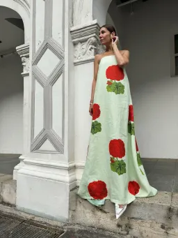 Oroton Posie Gown Geranium Floral Print Size AU 6  for rent on The Volte - image 1