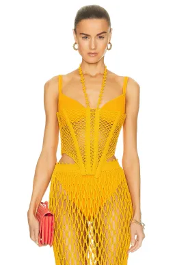 Dion Lee Coral Crochet Corset in Amber Orange Size AU 4 for rent on The Volte - image 3