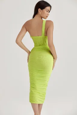 House of CB Lime Valentina Asymmetric Cut Out Midi Dress Green Size XS / AU 4 for rent on The Volte - image 4