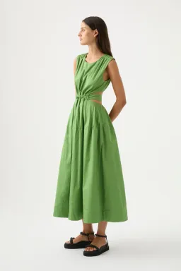 Aje Zorina Tie Cutout Midi Dress Sleeveless Fern Green Size AU 12 for rent on The Volte - image 3