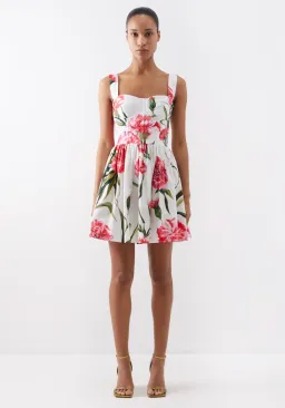 Dolce & Gabbana Short Carnation Print Poplin Dress Size AU 12 for rent on The Volte - image 1