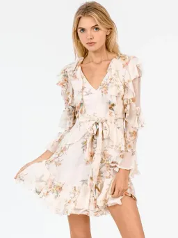 Zimmermann Folly Flutter Mini Dress Cream Floral Size 8 for rent on The Volte - image 2