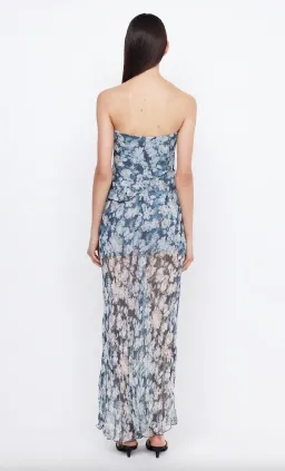 Bec & Bridge Opal Strapless Frill Ruffle Maxi Dress Denim Floral Size AU 8  for rent on The Volte - image 4