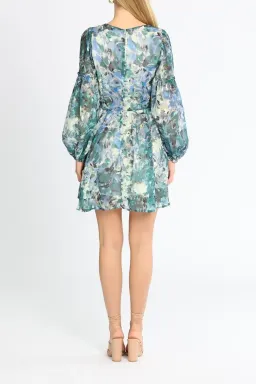 Sofia Irina Mini Balloon Sleeve Dress in Blue Print Size AU 10 for rent on The Volte - image 2