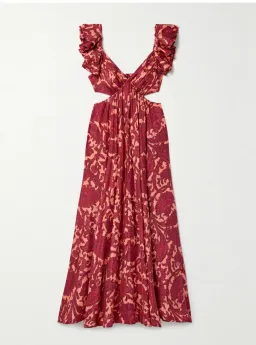 Zimmermann Tiggy Cutout Ruffled Silk Midi Dress Paisley Print 2/AU 12 for rent on The Volte - image 3
