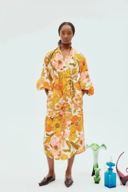 Alemais Silas Shirt Dress Multi Floral Size 12 for rent on The Volte - image 1
