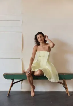 Aje Astrid Strapless Mini Dress in Lemon Size 8 AU for rent on The Volte - image 4