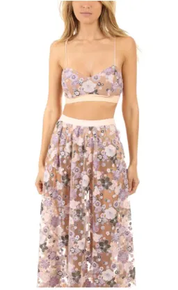 For Love And Lemons Posy Embroidery Crop Top and Maxi Skirt Set Floral Size M / AU 8-10 for rent on The Volte - image 2