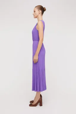 Scanlan Theodore Pleated Rib Tiered Midi Dress Violet Size 8 for rent on The Volte - image 2