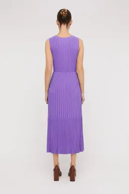 Scanlan Theodore Pleated Rib Tiered Midi Dress Violet Size 8 for rent on The Volte - image 3
