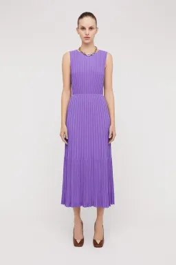 Scanlan Theodore Pleated Rib Tiered Midi Dress Violet Size 8 for rent on The Volte - image 1
