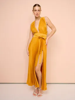 Lidee Moderniste Split Gown In Amber Orange Size 12 for rent on The Volte - image 1