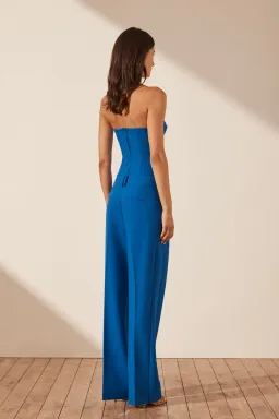 Shona Joy Irene Strapless Corded Bustier and Low Rise Slouch Pants Cobalt Blue Size 10  for rent on The Volte - image 3