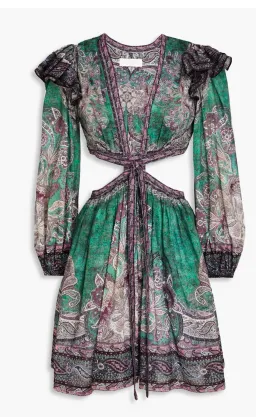 Zimmermann Anneke Ruffle Mini Dress Teal Paisley Size 3 / AU 14 for rent on The Volte - image 5