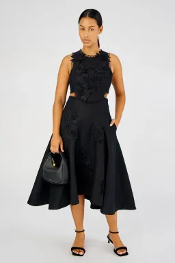 Oroton Lace Flower Midi Dress Black Size 14 for rent on The Volte - image 1