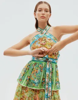 Alemais Dreamer Halter Tier Midi Dress Multi Size 10 for rent on The Volte - image 6