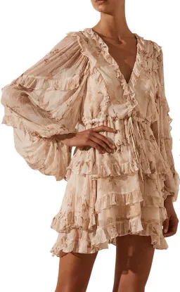 Shona Joy Nina Balloon Sleeve Frill Mini Dress Floral Size 6  for rent on The Volte - image 2