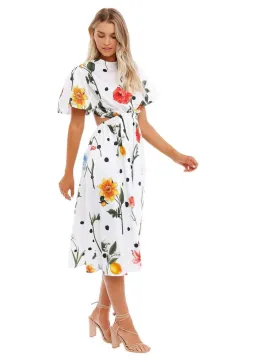 Leo Lin La Flor Midi Dress in Multi Floral Size 14 for rent on The Volte - image 1