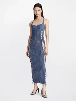 Dion Lee Laced Openwork Dress Blue Size AU 10 for rent on The Volte - image 1