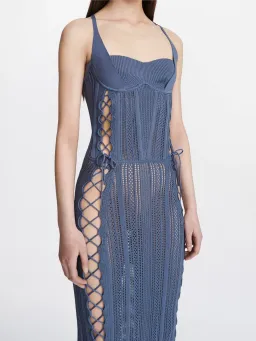Dion Lee Laced Openwork Dress Blue Size AU 10 for rent on The Volte - image 3