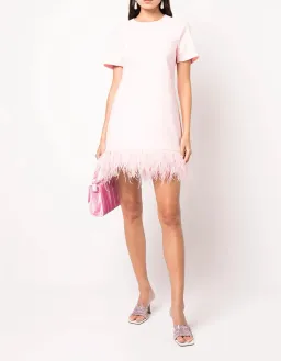 Likely Marullo Feather-Trim Dress Rose Pink Size AU 8 for rent on The Volte - image 1