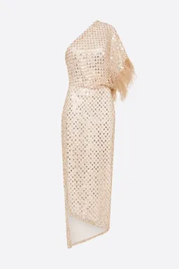 Manning Cartell Checkerboard Sequin Event Dress Glod Size AU 6 for rent on The Volte - image 6