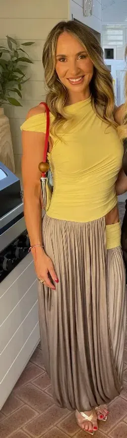 Bec & Bridge Serene Boatneck Maxi Dress Citrus/ Taupe Size AU 10 for rent on The Volte - image 4