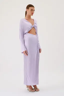 Suboo Millenia Long Sleeve Twist Front Maxi Dress Lilac Size 6 for rent on The Volte - image 2