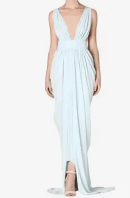 Carla Zampatti Diaphanous Waterfall Dress Ice Blue Size 8 for rent on The Volte - image 1