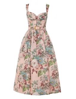 Zimmermann Matchmaker Midi Dress in Pink Barkcloth Print Size 0 /Au 8  for rent on The Volte - image 3