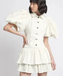 Aje Reclaim Denim Mini Dress White Size 8 for rent on The Volte - image 2