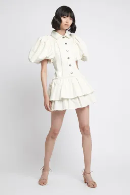 Aje Reclaim Denim Mini Dress White Size 8 for rent on The Volte - image 1