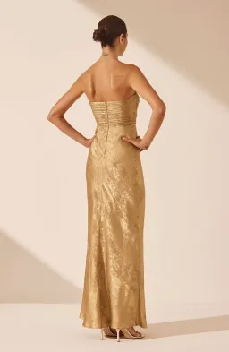 Shona Joy Royale Strapless Lace up Maxi Dress Gold Size 6 for rent on The Volte - image 3