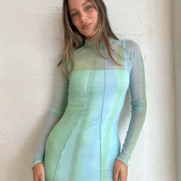 Significant Other Jean Midi Dress Green Mirage Size 6 for rent on The Volte - image 4