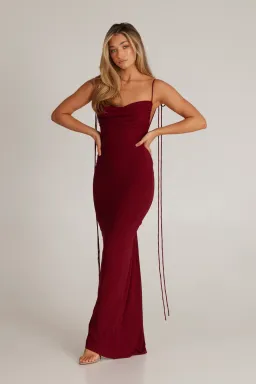 Melani the Label Jiani Gown Wine Size Small / AU 8 for rent on The Volte - image 1