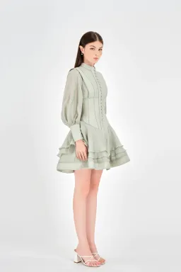 Justin Tong Xander Mini Dress Green Size 8 for rent on The Volte - image 4