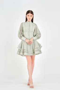 Justin Tong Xander Mini Dress Green Size 8 for rent on The Volte - image 1