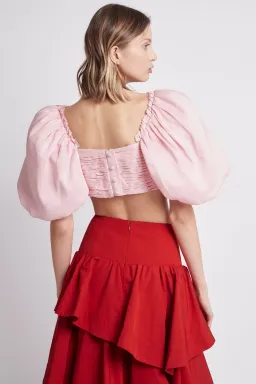 Aje Cosmos Tiered Frill Midi Skirt Red Size 8 for rent on The Volte - image 2