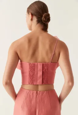 Aje Flame Crop Top and Mary Column Maxi Skirt Set in Guava Pink Size 10 for rent on The Volte - image 4