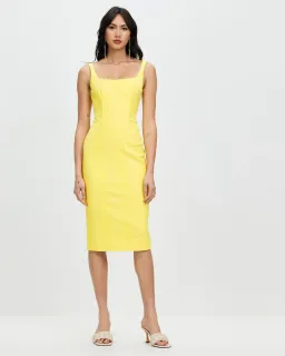 Derma Department Natalia Midi Dress Yellow Size 4 for rent on The Volte - image 1