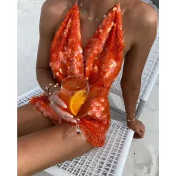 Rat & Boa Malika Dress Orange Sequin Size 10 for rent on The Volte - image 6