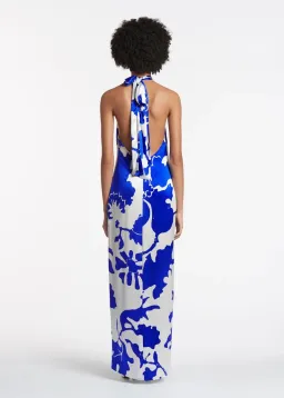 Sir the Label Esme Halter Silk Maxi Dress Blue Print Size 3 / AU 12 for rent on The Volte - image 2