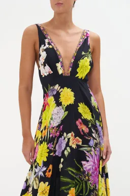 Camilla Peace Be With You Plunge Neck Maxi Dress Black Floral Size 10 for rent on The Volte - image 4