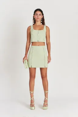 Cult Gaia Pina Top and Skirt Set Green Size 8  for rent on The Volte - image 1