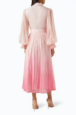 Leo Lin Cassie Tie Neck Midi Dress Ombre Pink Size 16 for rent on The Volte - image 2