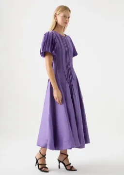 Aje Nova Pleated Midi Dress in Deep Violet Size 6 for rent on The Volte - image 2