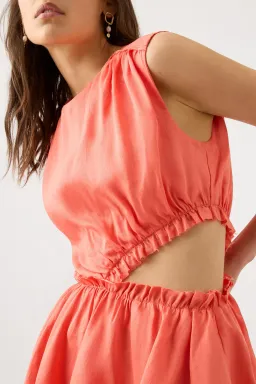 Aje Holly Cut Out Mini Dress Coral Size 8 for rent on The Volte - image 2