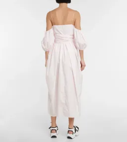 Cecilie Bahnsen Joel Cotton Poplin Midi Dress Pink Size 8 for rent on The Volte - image 2